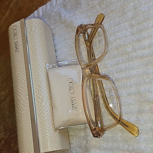 Jimmy Choo NWOT frame w/case and cleaning cloth 59 HAM Salmon color spring hinge - Picture 4 of 10